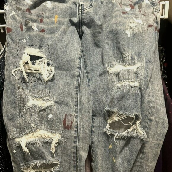 Purple jeans 080 Series distressed